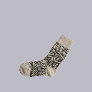 Nishiguchi Kutsushita | Oslo Wool Jacquard Sock | Oatmeal | Medium