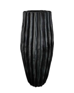 Cactus X-Tall Ribbed Pot - Black