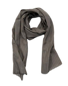 100% Wool Scarf - Taupe & pinstripe