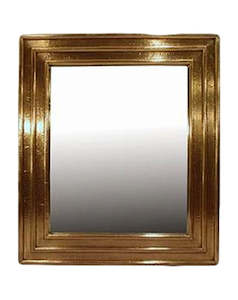 Ribbed Brass Small Mirror