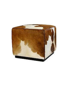 Cowhide cube ottoman