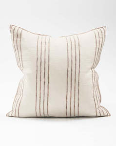 Rock Pool Cushion - Natural Linen with Organic Stripe 60x60