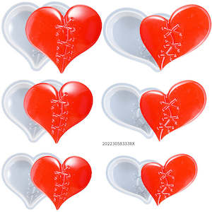 Pendulum Moulds: Rubbing Stitching Patching Heart Shaped Keychain Pendant Silicone Moulds for Resin Plaster Soap