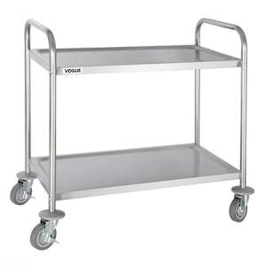 Vogue Stainless Steel 2 Tier Clearing Trolley Medium