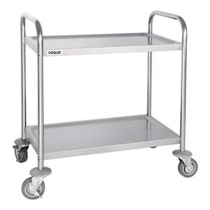 Vogue Stainless Steel 2 Tier Clearing Trolley Small