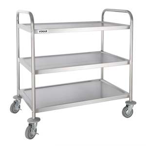 Professional equipment wholesaling: Vogue Stainless Steel 3 Tier Clearing Trolley Large