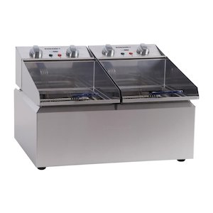 Professional equipment wholesaling: Roband Frypod FR28 Double Pan 2x 8Ltr Tank to process 20kg Chips/Hour