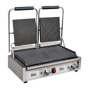 Professional equipment wholesaling: Apuro Double Contact Grill Ribbed Top Plates with Timer