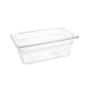 Professional equipment wholesaling: Vogue Clear Polycarbonate 1/4 Gastronorm Tray 100mm