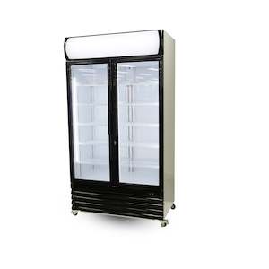 Thermaster Large Two Glass Door Colourbond Upright Drink Fridge Black LG-1000BG