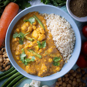 Reheat Meal: Indian Chickpea & Cauliflower Korma w Brown Rice (GF)