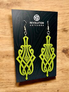 Leather Earrings - Matariki - Lime Green