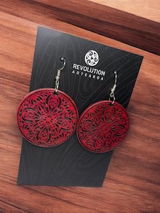 Earrings - Leather - Pohutukawa - Red