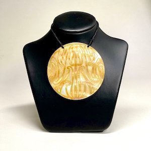 Gold Mother of Pearl Pendant - Puhoro - 70mm w/out case