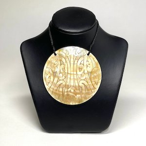 Gold Mother of Pearl Pendant - Mangopare - 70mm (sml)