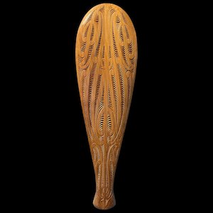 Maori Patu - Kowhaiwhai Unaunahi - Carved Native NZ Rimu - 360mm