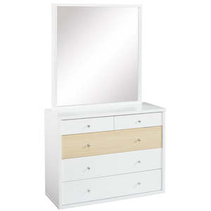 Bed: Cosmo 5-Drawer Dresser with Mirror