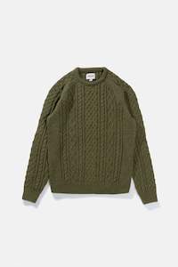 Mens Fleece: Mohair Fishermans Knit Olive