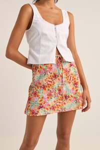 Womens New Arrivals: Sierra Floral Bias Cut Mini Skirt Orange