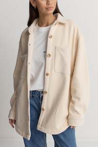 Womens Jackets: Reverse Fleece Shacket Natural