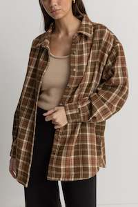 Flannel Oversized Shirt Chocolate