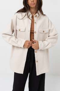 Womens Jackets: Classic Minimal Shacket Oat