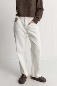 Womens Sale: Patch Low Rise Pant Cream