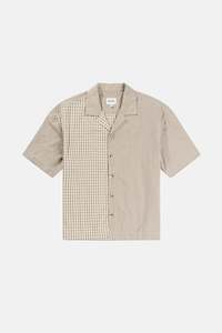 Mens New Arrivals: Cross Check Relaxed Ss Shirt Natural Mixed Check