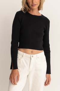 Womens Sale: Noemie Knit Long Sleeve Top Black