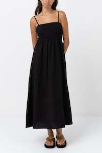 Womens Best Sellers: Classic Shirred Midi Dress Black