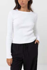 Womens Best Sellers: Classic Knit Long Sleeve Top White