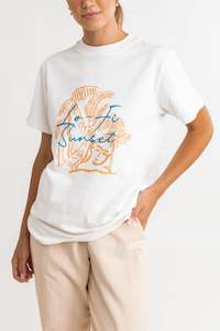 Womens T Shirts: Lo Fi Sunset Boyfriend Tee Vintage White