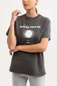 Womens T Shirts: Suns Up Boyfriend Tee Washed Black