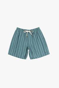 Paisley Stripe Beach Short Vintage Green