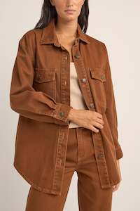 Womens New Arrivals: Claude Drill Shacket Cinnamon