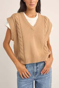 Womens New Arrivals: Finley Cable Knit Vest Sand