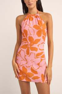 Bora Bora Floral Halter Mini Dress Pink