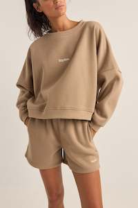 Logo Crew Neck Fleece Taupe