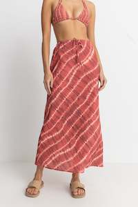 Sets: Sahara Tie Dye Bias Cut Maxi Skirt Red