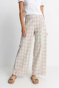 Rumi Check Wide Leg Pant Natural