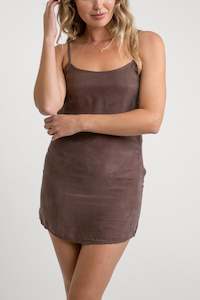 Bonnie Slip Mini Dress Chocolate