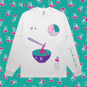 STEAM'N HOT UNISEX WHITE LONG SLEEVE - Rice Rice Baby