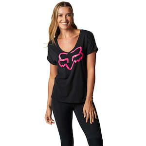 FOX WOMENS BOUNDARY SS TOP [BLACK/PINK]