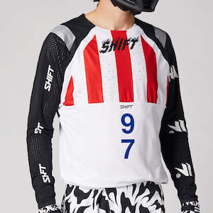 SHIFT BLUE LABEL FLAME JERSEY [WHITE/BLACK]