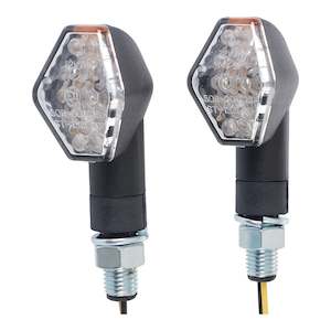 Whites Flasher Universal LED Diamond Black (Pair)