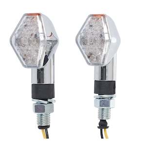 Whites Flasher Universal LED Diamond Chrome (Pair)