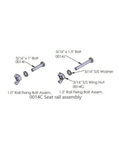 Seat Rail Fixing Assembly 3/16″ Bolt, Wing Nut & Washer