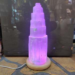 Large 30cm Selenite LED Lamp with Mood Change Lighting