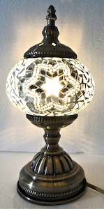 Internet only: White Round Turkish Mosaic Lamp