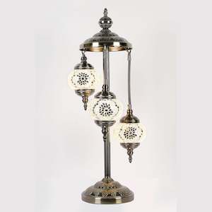 Light Gold Three Tier Luxury Turkish Mosaic Lamp